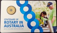 75 · 2021 $1 DOLLAR COLOURED AUST COIN "ROTARY"