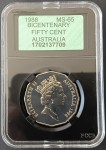 90 · 1988 AUSTRALIAN 50C "BICENTENARY" COIN