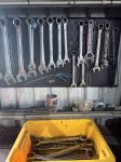 108 · Heavy duty spanner set to wall and yellow tool cas