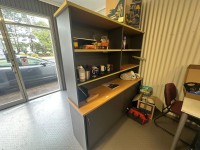 39 · 2 sliding door storage unit with above shelving