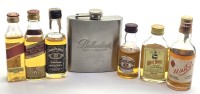 A COLLECTION OF WHISKY AND HIP FLASK