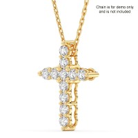2.05 Carats Yellow Gold Diamond Cross Pendant 9k