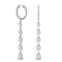 87 · 18K WHITE GOLD DIAMOND HOOP DROP EARRINGS