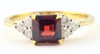 $5100 Valuation, Garnet And Diamond Gold Ring