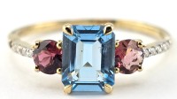 $5110 Valuation, Aqua, Tourm And Diamond Gold Ring